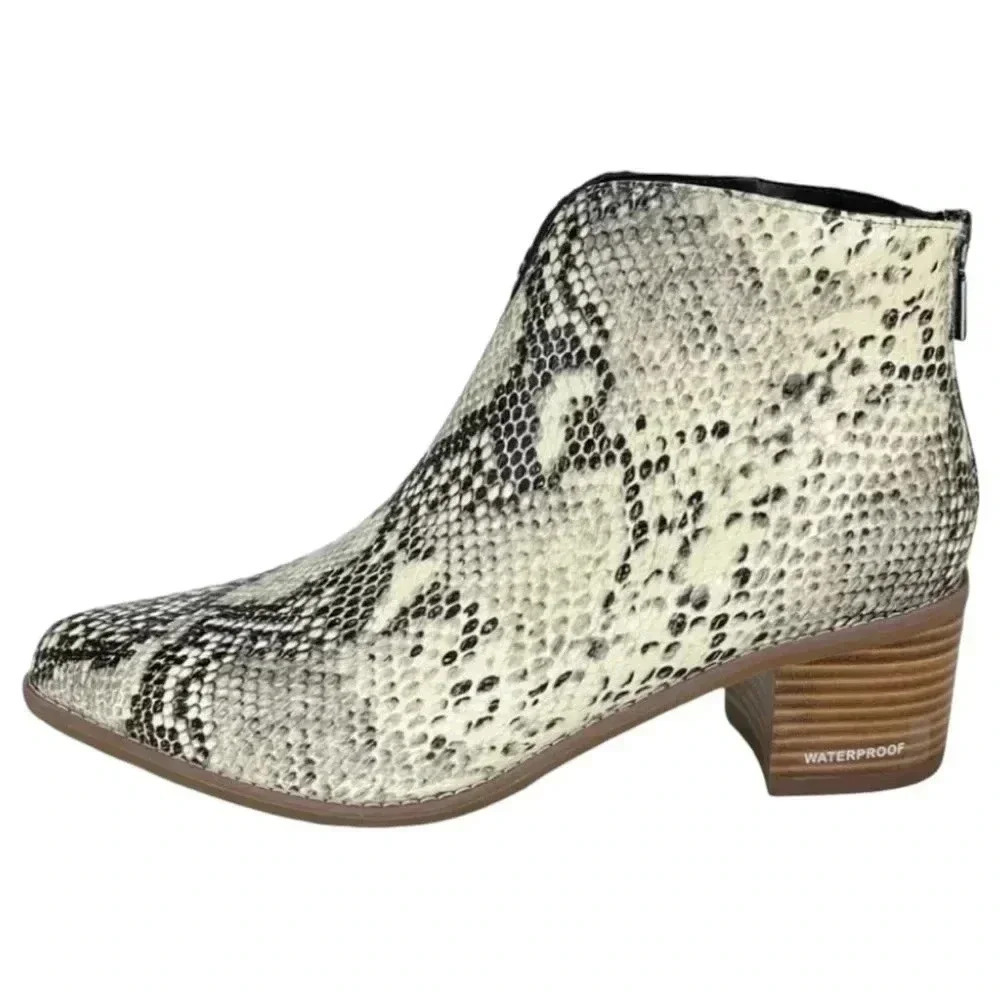 Aqua College Emily Leather Snake Print Waterproof Womens Booties Size 7M - Picture 3 of 14